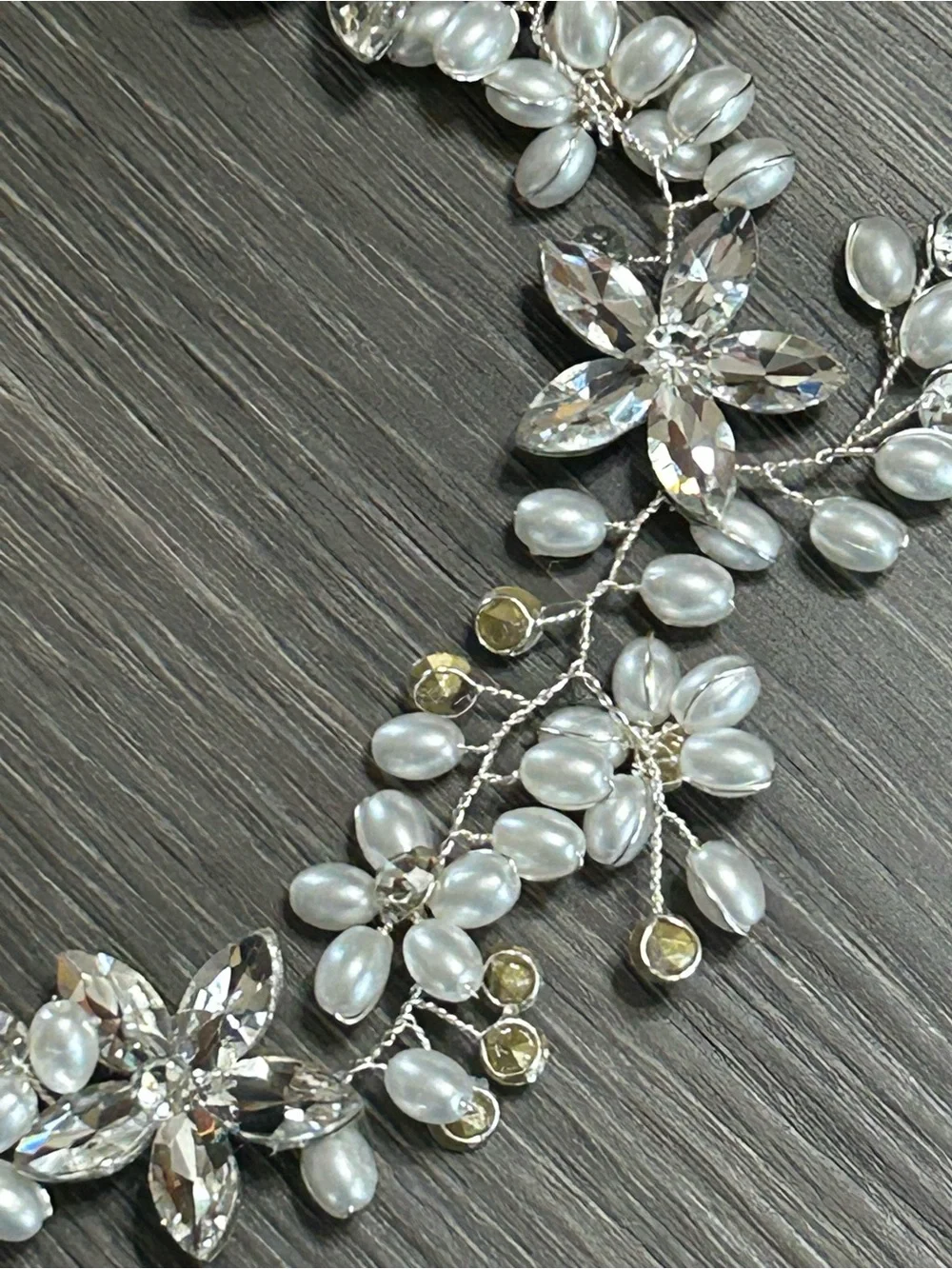 Pearl Crystal Floral Bridal Hairpiece Set Silver Hair Clips Comb Piece